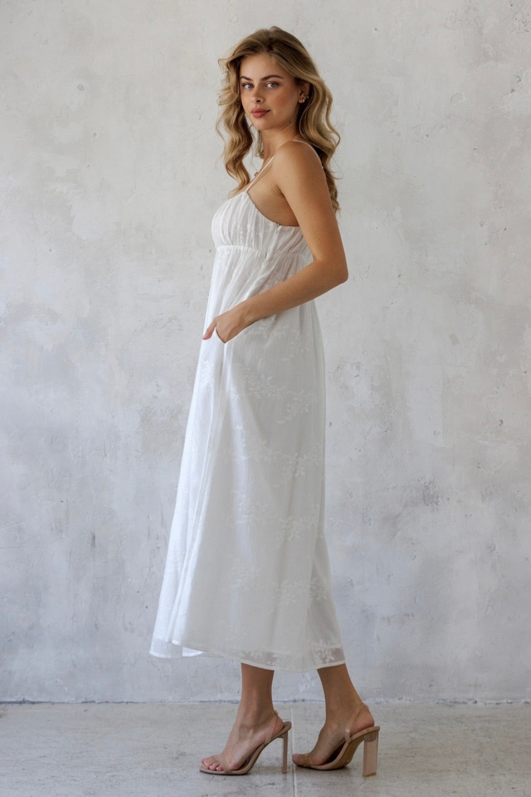 Embroidered Midi Dress