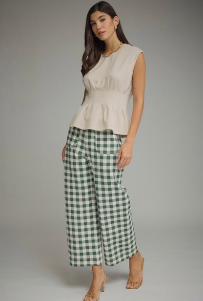 Gingham Wide Leg Pants