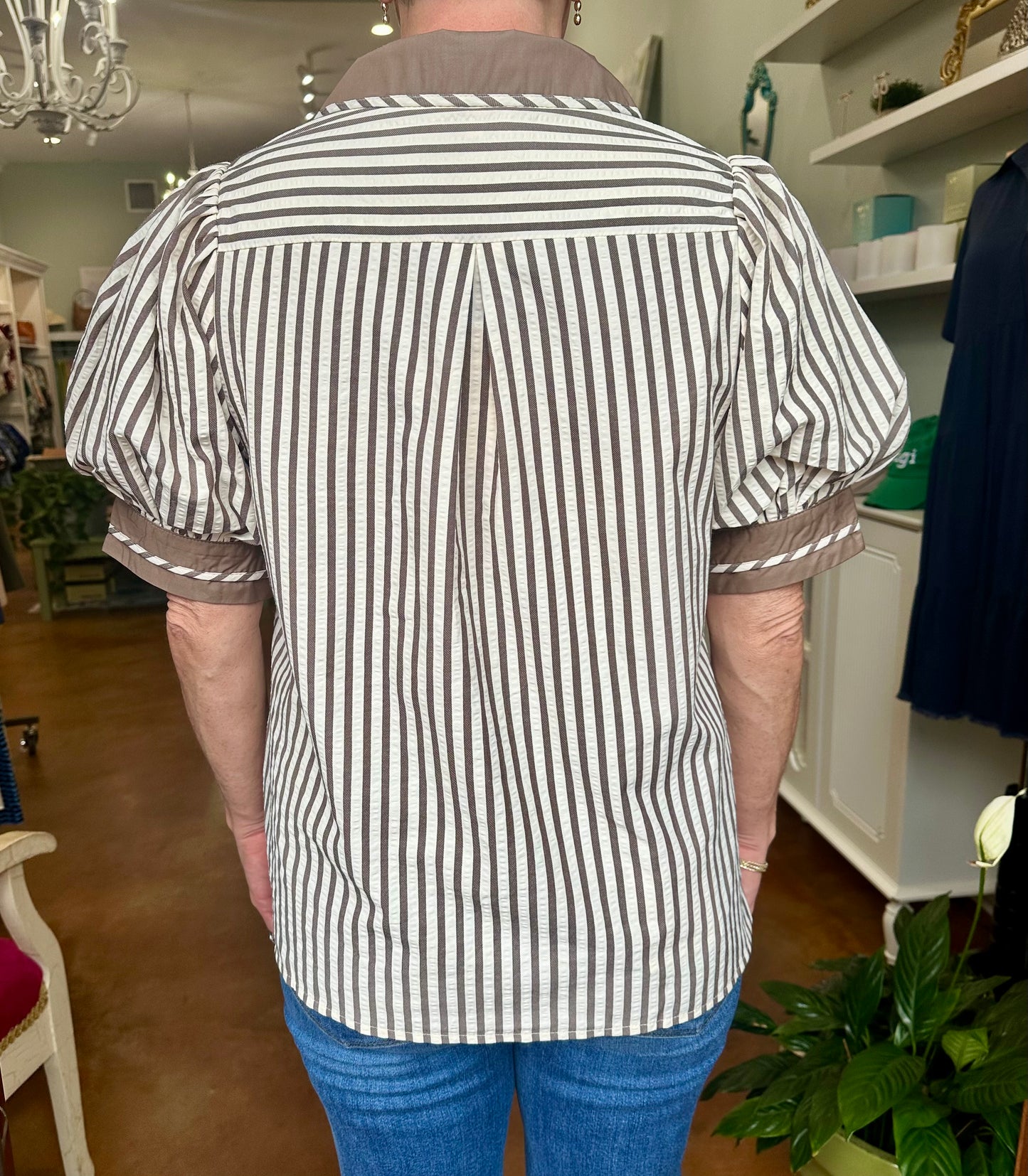Mocha Mousse Striped Top