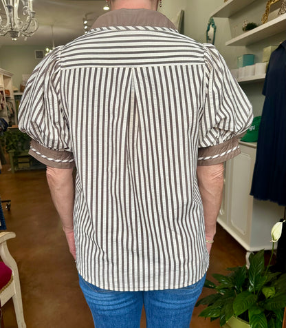Mocha Mousse Striped Top