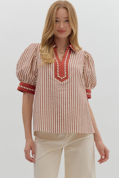 Rust Striped Top
