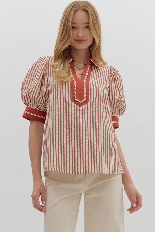 Rust Striped Top