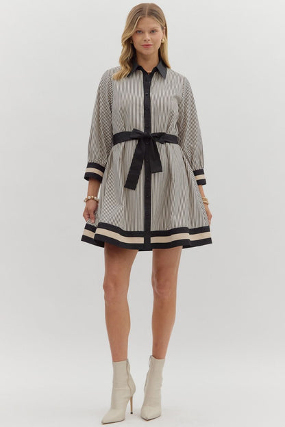 Black & Cream Striped Dress