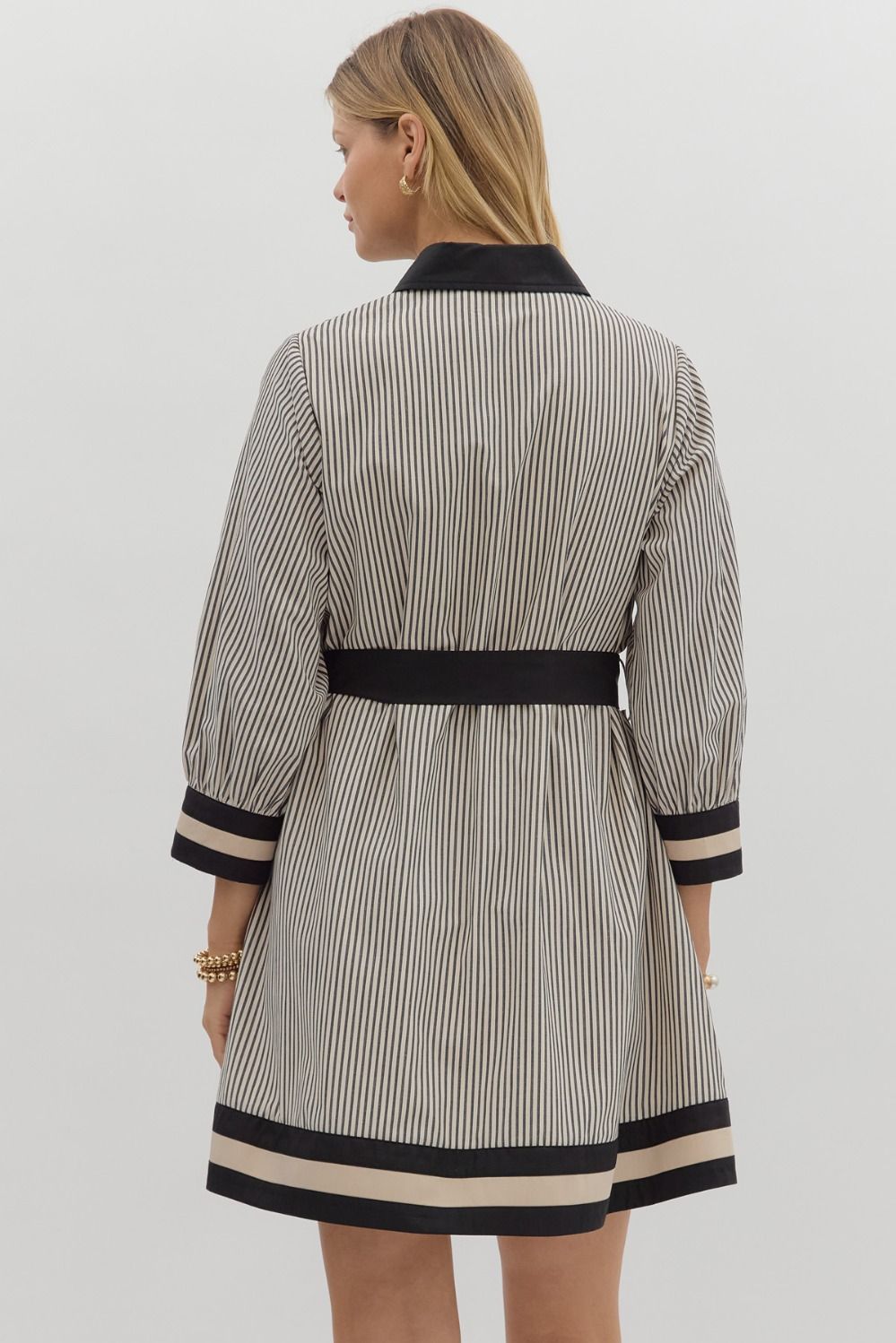 Black & Cream Striped Dress