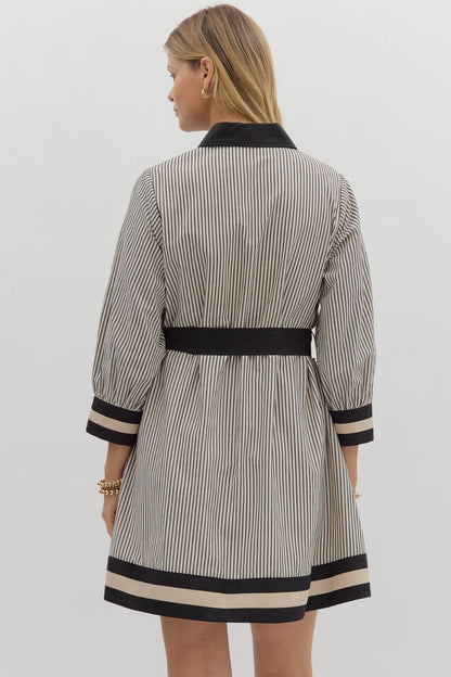 Black & Cream Striped Dress