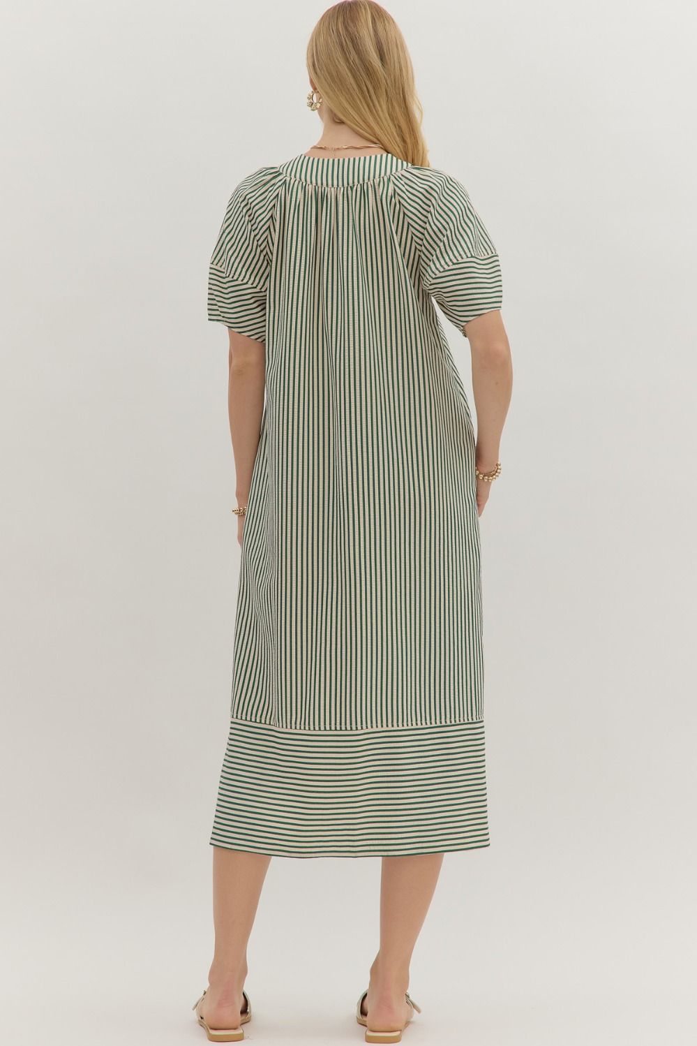 Hunter Green Stripe Midi Dress