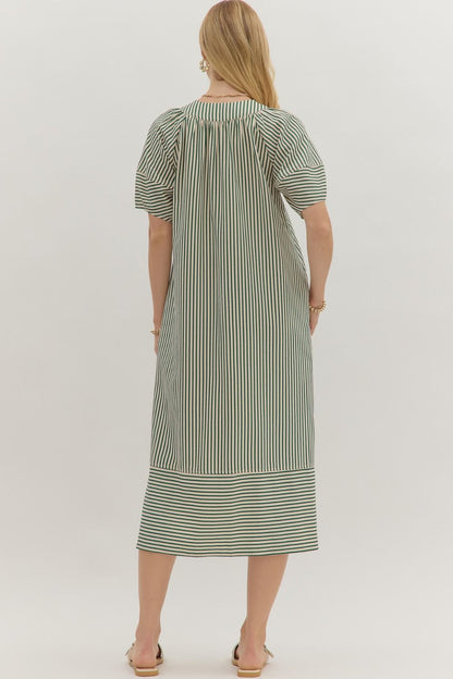Hunter Green Stripe Midi Dress