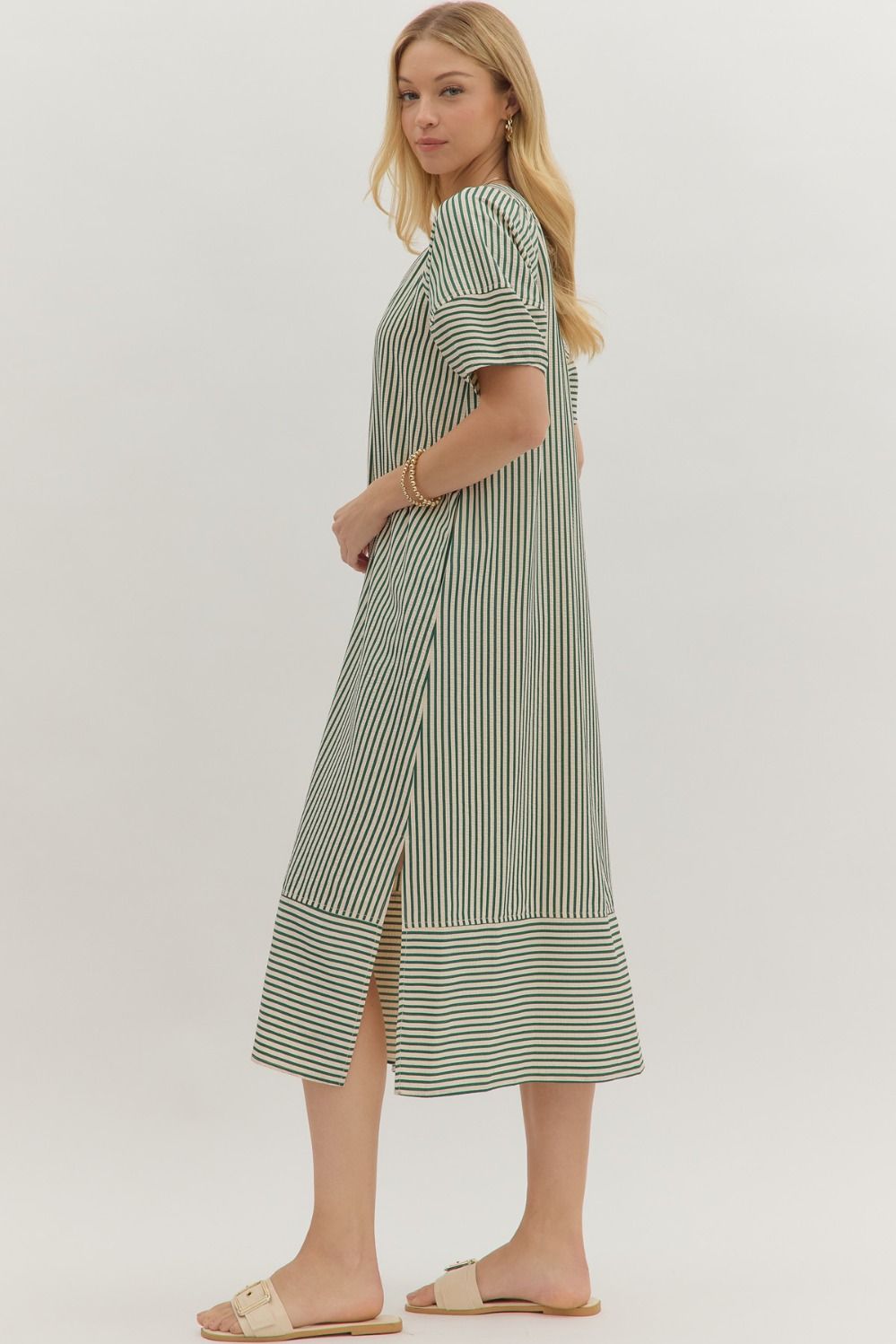 Hunter Green Stripe Midi Dress