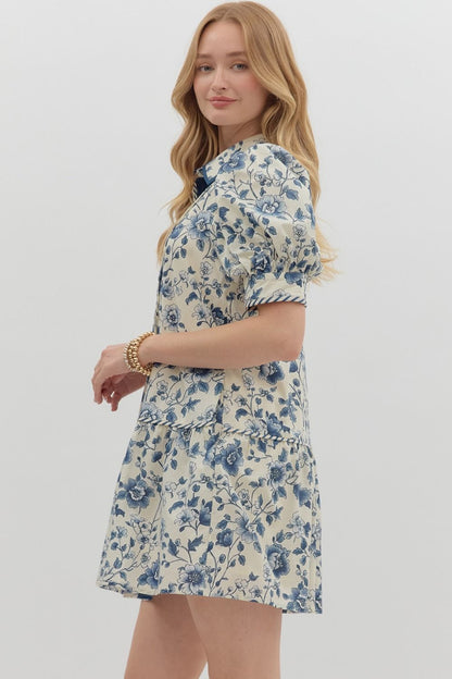 Blue Floral Vines Dress