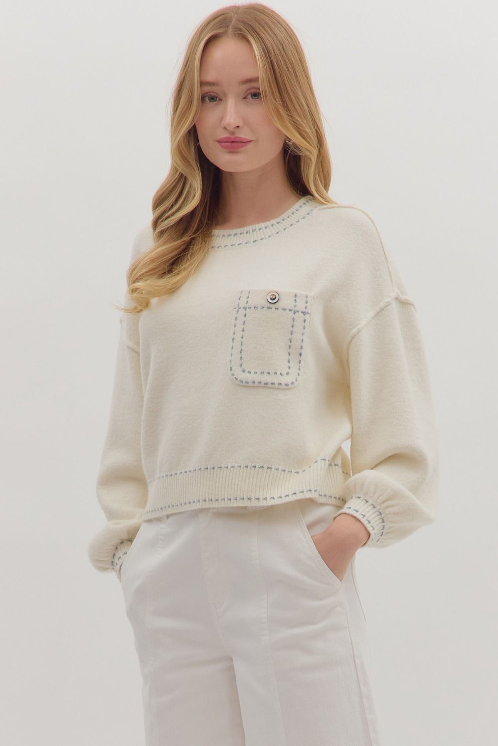 Blanket Stitch Sweater Top