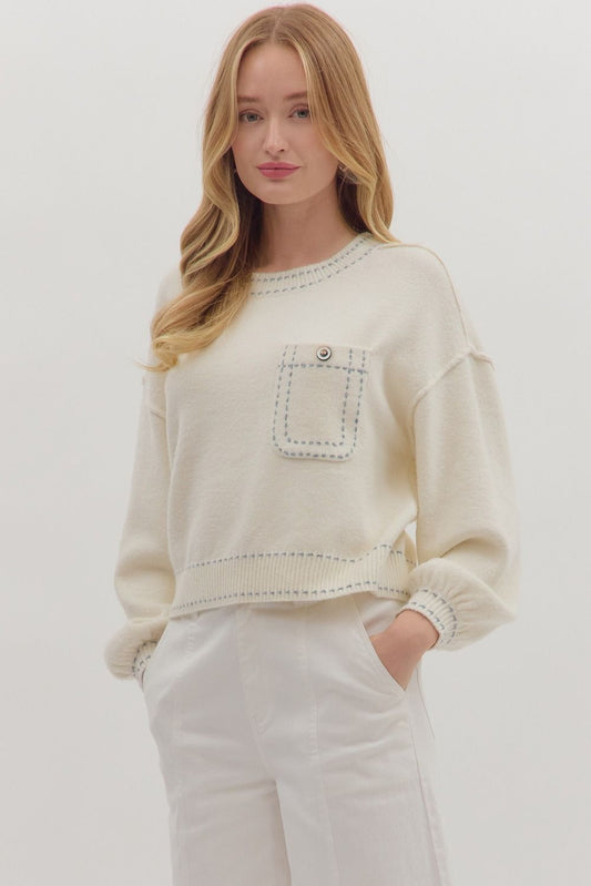 Blanket Stitch Sweater Top