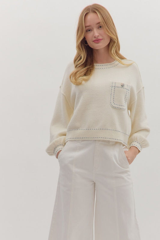 Blanket Stitch Sweater Top