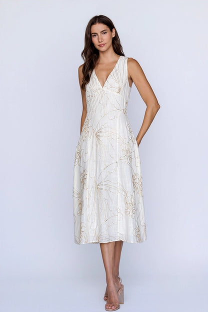 Floral Embroidred Aline Midi Dress