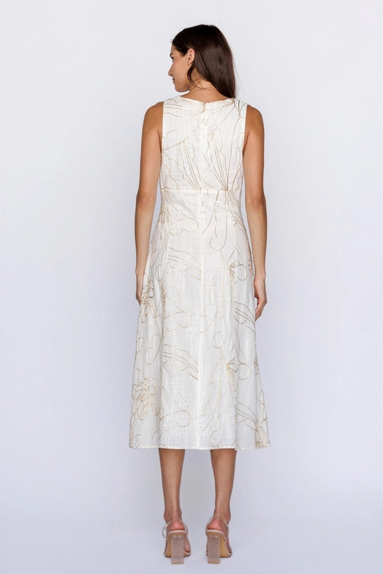 Floral Embroidred Aline Midi Dress