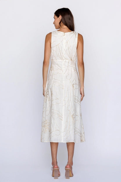 Floral Embroidred Aline Midi Dress