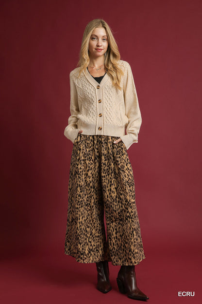 Chunky Cable Knit Button-Front Cardigan